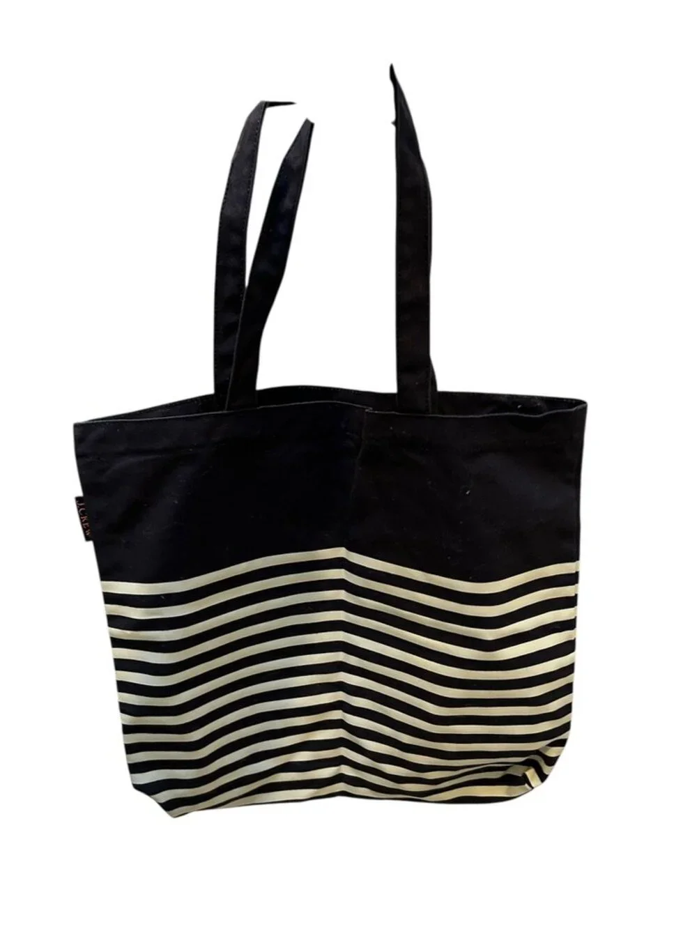 J. Crew Blue white classic French Breton Nautical Stripe cotton tote bag